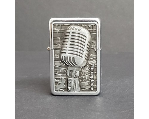 Briquet Microphone, emblème en métal brossé S5042A